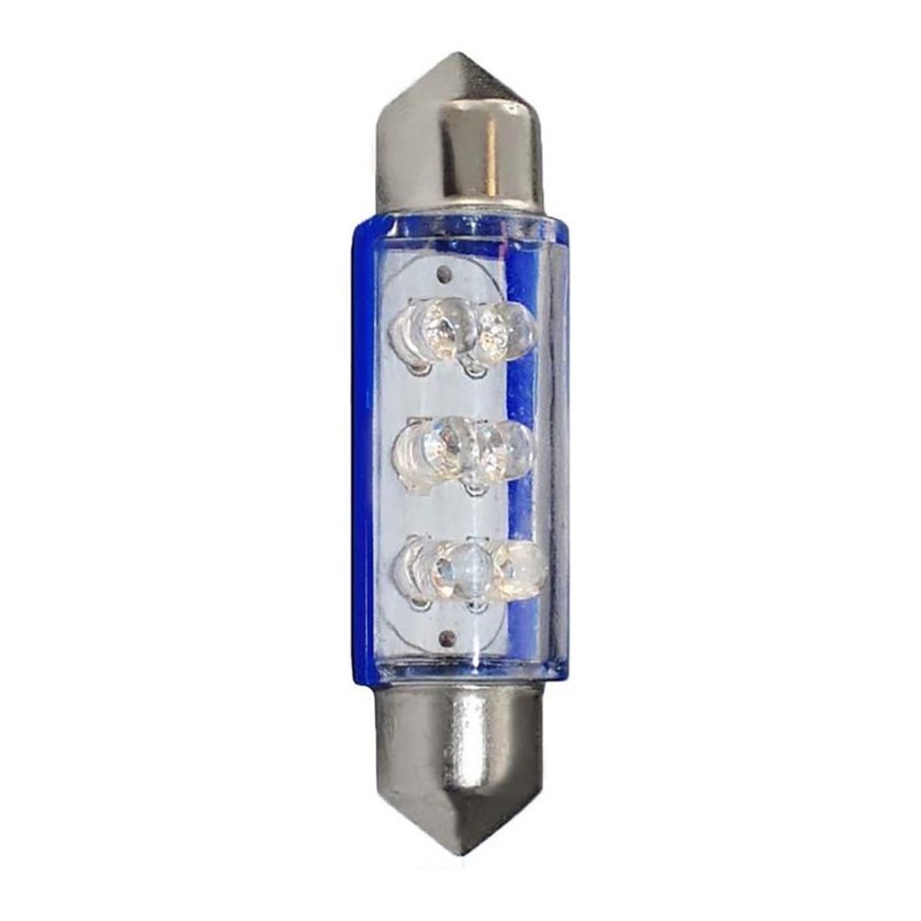Εικόνα 1 από 1 — ΛΑΜΠΑΚΙΑ ΠΛΑΦΟΝΙΕΡΑΣ C5W/C10W 12V 0,66W SV8,5 41mm LED 6xFlux 3mm ΜΠΛΕ 1ΤΕΜ. M-TECH
