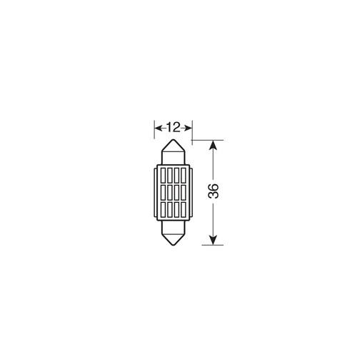 Εικόνα 2 από 5 — ΛΑΜΠΑΚΙ ΠΛΑΦΟΝΙΕΡΑΣ 12V 12x36mm 150lm ΛΕΥΚΟ MEGA-LED12 (ΔΙΠΛΗΣ ΠΟΛΙΚΟΤΗΤΑΣ- CAN-BUS) BLISTER 1ΤΕΜ.
