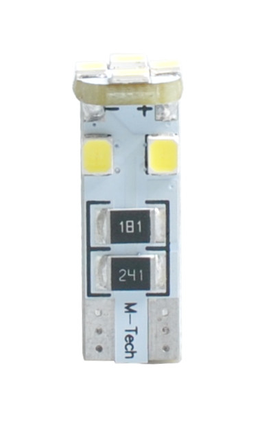 Εικόνα 1 από 1 — T10 W5W 12V W2,1×9,5d LED 8xSMD3528 ΛΕΥΚΟ (ΚΑΡΦΩΤΟ CAN-BUS) 1ΤΕΜ. M-TECH