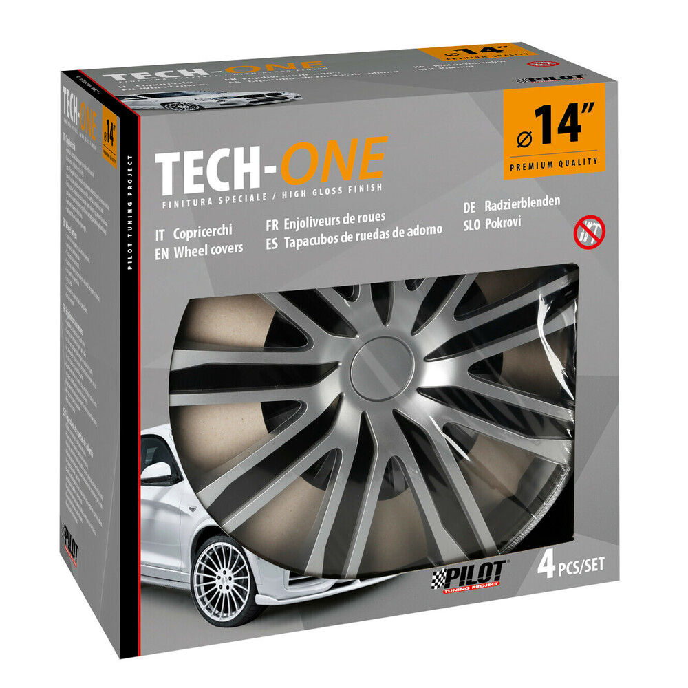 Εικόνα 3 από 3 — Lampa – Σετ Τάσια Αυτοκινήτου 14’’ Raze Silver/Black από υλικό ABS σε Ασημί με Μαύρο Χρώμα – 4 TEM (L3149.1)