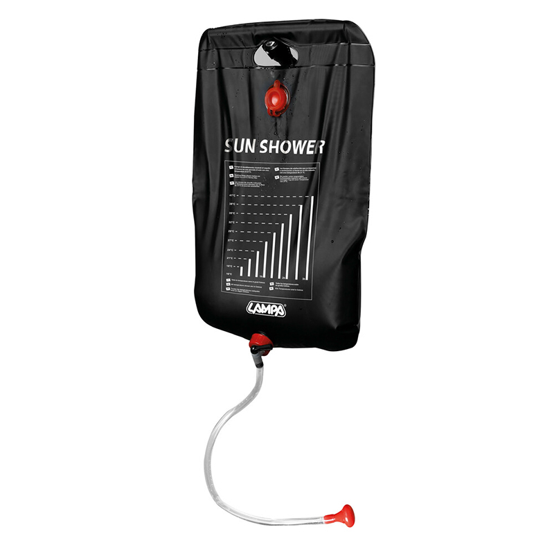 Εικόνα 1 από 3 — Lampa – Ηλιακό Ντους Camping Solar Shower 20 Λίτρων με Σχοινί Ανάρτησης, Ρυθμιστή Ροής και Τηλέφωνο Ντους – 1 Τεμ. (L4071.7)