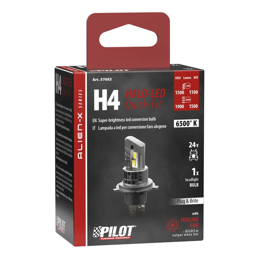Εικόνα 3 από 3 — H4 24V P43t 1500/1900lm+1100/1500lm 6.500k HALO LED QUICK-FIT ALIEN-X SERIES PLUG & PLAY 1ΤΕΜ