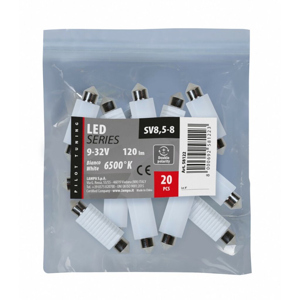 Εικόνα 3 από 3 — ΛΑΜΠΑΚΙ ΠΛΑΦΟΝΙΕΡΑΣ 9-32V SV8,5-8 12x41mm 120lm MEGA-LED CAN-BUS ΛΕΥΚΟ – 20 TEM.
