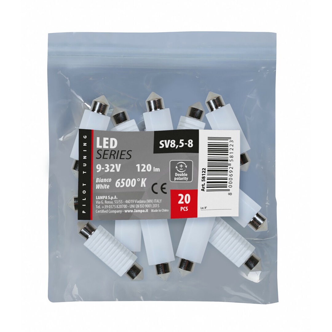 Εικόνα 3 από 3 — ΛΑΜΠΑΚΙ ΠΛΑΦΟΝΙΕΡΑΣ 9-32V SV8,5-8 12x41mm 120lm MEGA-LED CAN-BUS ΛΕΥΚΟ – 20 TEM.