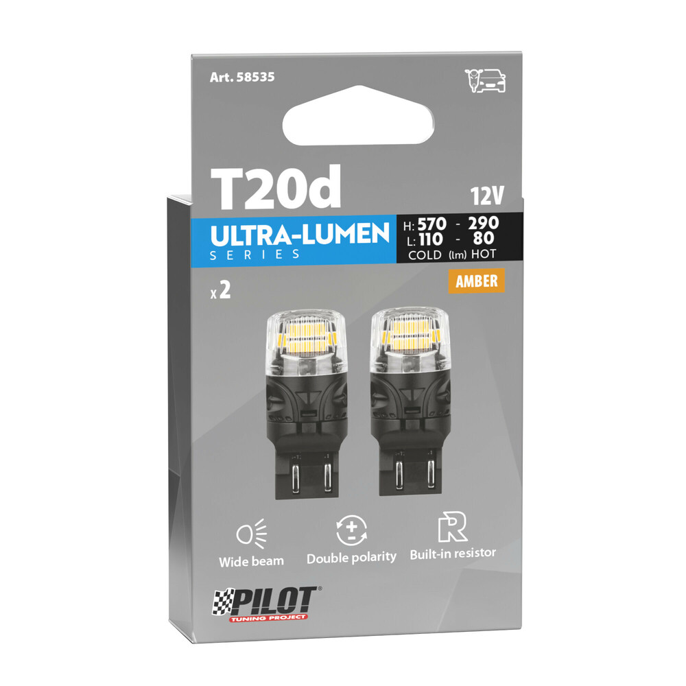 Εικόνα 3 από 3 — W21/5 (T20) 12V W3x16q 570/110+290/80lm ΠΟΡΤΟΚΑΛΙ ΦΩΣ LED CAN-BUS ULTRA-LUMEN SERIES 2ΤΕΜ.