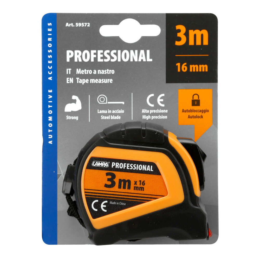 Εικόνα 5 από 5 — ΜΕΤΡΟΤΑΙΝΙΑ ΑΥΤΟΜΑΤΗ PROFESSIONAL 3m x16mm ΜΕ ΚΛΕΙΔΩΜΑ & ΚΛΙΠ ΖΩΝΗΣ LAMPA – 1 ΤΕΜ.