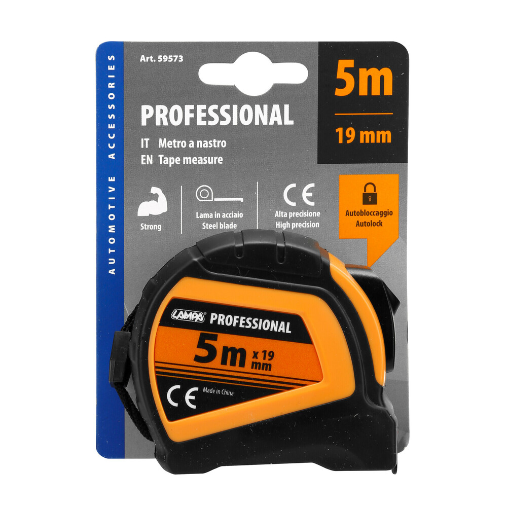Εικόνα 5 από 5 — ΜΕΤΡΟΤΑΙΝΙΑ ΑΥΤΟΜΑΤΗ PROFESSIONAL 5m x16mm ΜΕ ΚΛΕΙΔΩΜΑ & ΚΛΙΠ ΖΩΝΗΣ LAMPA – 1 ΤΕΜ.