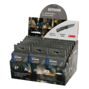ΣΟΥΓΙΑΣ / ΜΑΧΑΙΡΙ ΤΣΕΠΗΣ / ΠΟΛΥΕΡΓΑΛΕΙΟ OUTDOOR INOX ΜΕ ΚΛΙΠ ΓΙΑ ΖΩΝΗ 18x15x23cm ΣΕ ΣΤΑΝΤ LAMPA - 18 ΤΕΜ.