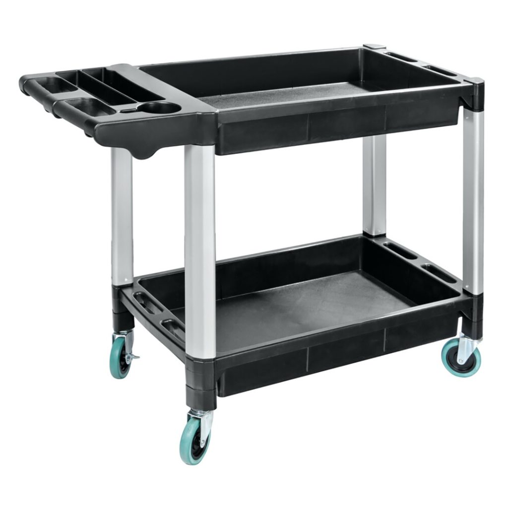 Εικόνα 1 από 6 — ΤΡΟΛΕΙ ΕΡΓΑΛΕΙΩΝ (TROLLEY) 2 ΕΠΙΠΕΔΩΝ ΜΕ 4 ΡΟΔΕΣ ΠΛΑΣΤΙΚΟ(PP)/ ΑΛΟΥΜΙΝΙΟ ΓΙΑ ΑΠΟΘΗΚΕΥΣΗ ΚΑΙ ΜΕΤΑΦΟΡΑ