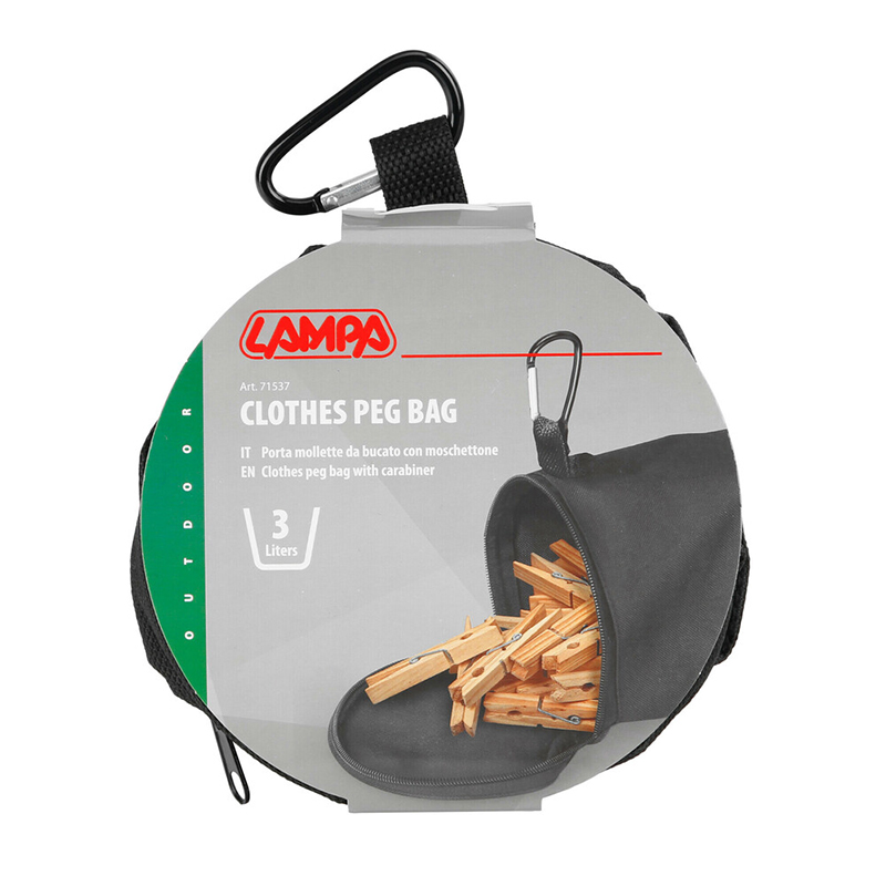 Εικόνα 4 από 4 — Lampa – Τσάντα / Θήκη για Μανταλάκια 3 Λίτρων με Γάντζο Καραμπίνερ σε Μαύρο Χρώμα – 1 Τεμ. (L7153.7)