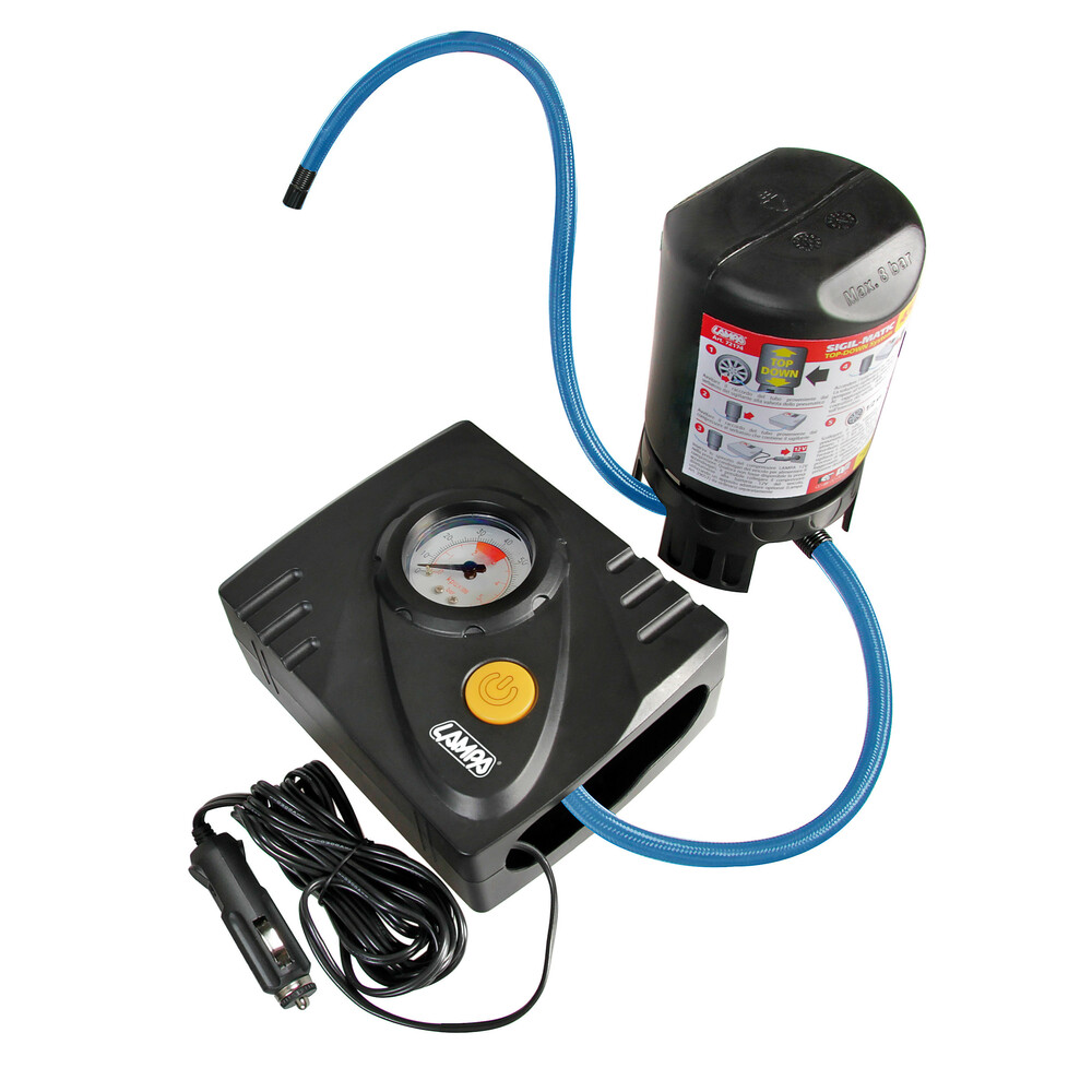 Εικόνα 6 από 15 — Κομπρεσέρ Ελαστικών 12V 450ml με υγρό επισκευής 450ml Μανόμετρο ΚΑΙ Μετρητή Πίεσης