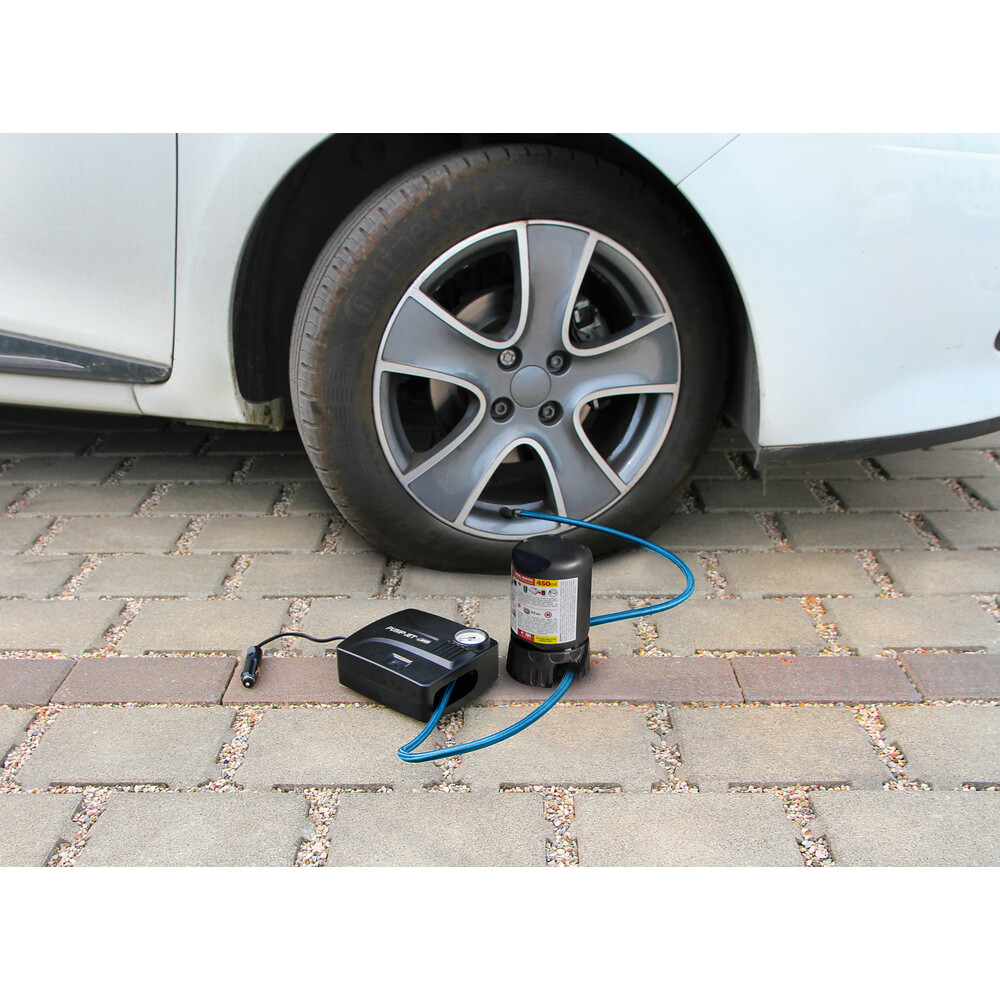 Εικόνα 10 από 14 — ΚΟΜΠΡΕΣΕΡ ΑΕΡΑ ΕΛΑΣΤΙΚΩΝ 12V 450ml ΜΕ ΥΓΡΟ ΕΠΙΣΚΕΥΗΣ 450ml ΜΑΝΟΜΕΤΡΟ ΚΑΙ ΜΕΤΡΗΤΗ ΠΙΕΣΗΣ (ΧΡΟΝΟΣ 7min)