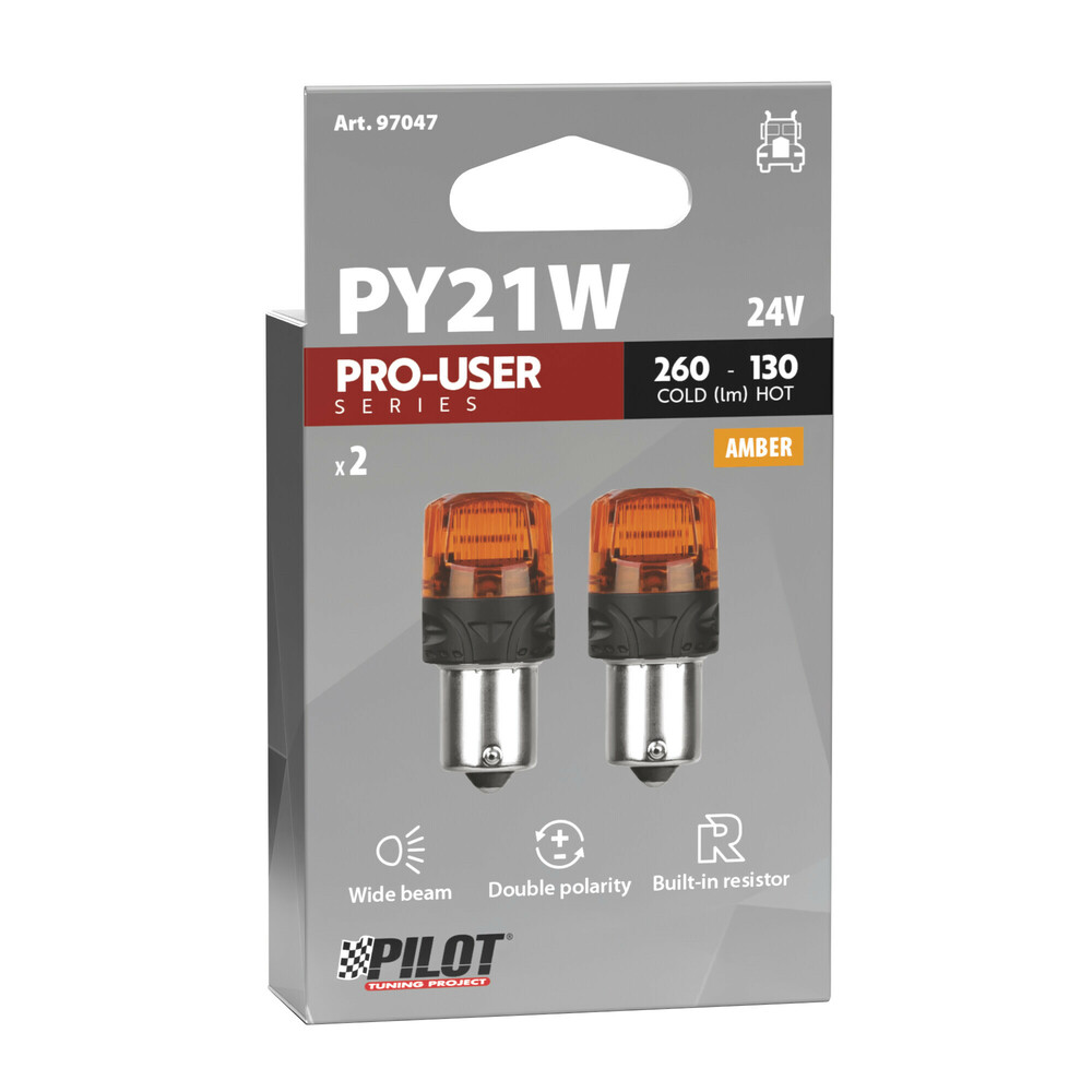 Εικόνα 3 από 3 — PY21W 24V BAU15s 260/130lm ΜΕ ΠΟΡΤΟΚΑΛΙ ΦΩΣ ΔΙΠΛΗΣ ΠΟΛΙΚΟΤΗΤΑΣ LED CAN-BUS PRO-USER SERIES 24V 2ΤΕΜ.