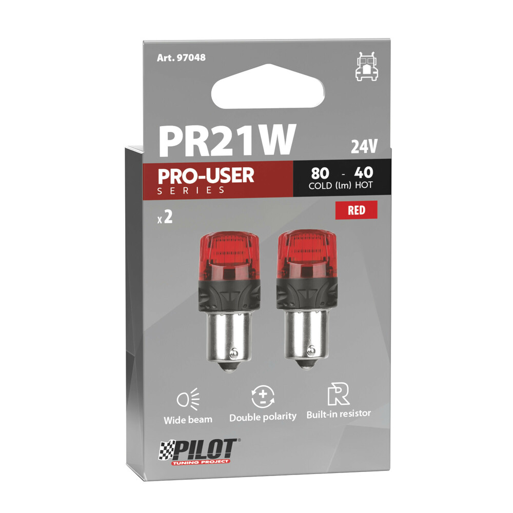 Εικόνα 3 από 3 — PR21W 24V BAW15s 80/40lm ΜΕ ΚΟΚΚΙΝΟ ΦΩΣ ΔΙΠΛΗΣ ΠΟΛΙΚΟΤΗΤΑΣ LED CAN-BUS PRO-USER SERIES 24V 2ΤΕΜ.