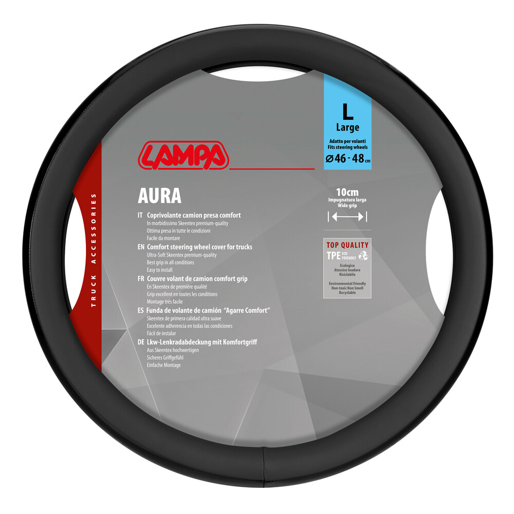 Εικόνα 1 από 3 — Lampa – Κάλυμμα Τιμονιού Φορτηγού Aura Skeentex Μαύρο Μέγεθος L Ø46–48cm Ultra-Soft, Αντιολισθητικό, Φάρδος 10cm – 1 τεμ. (L9707.4)
