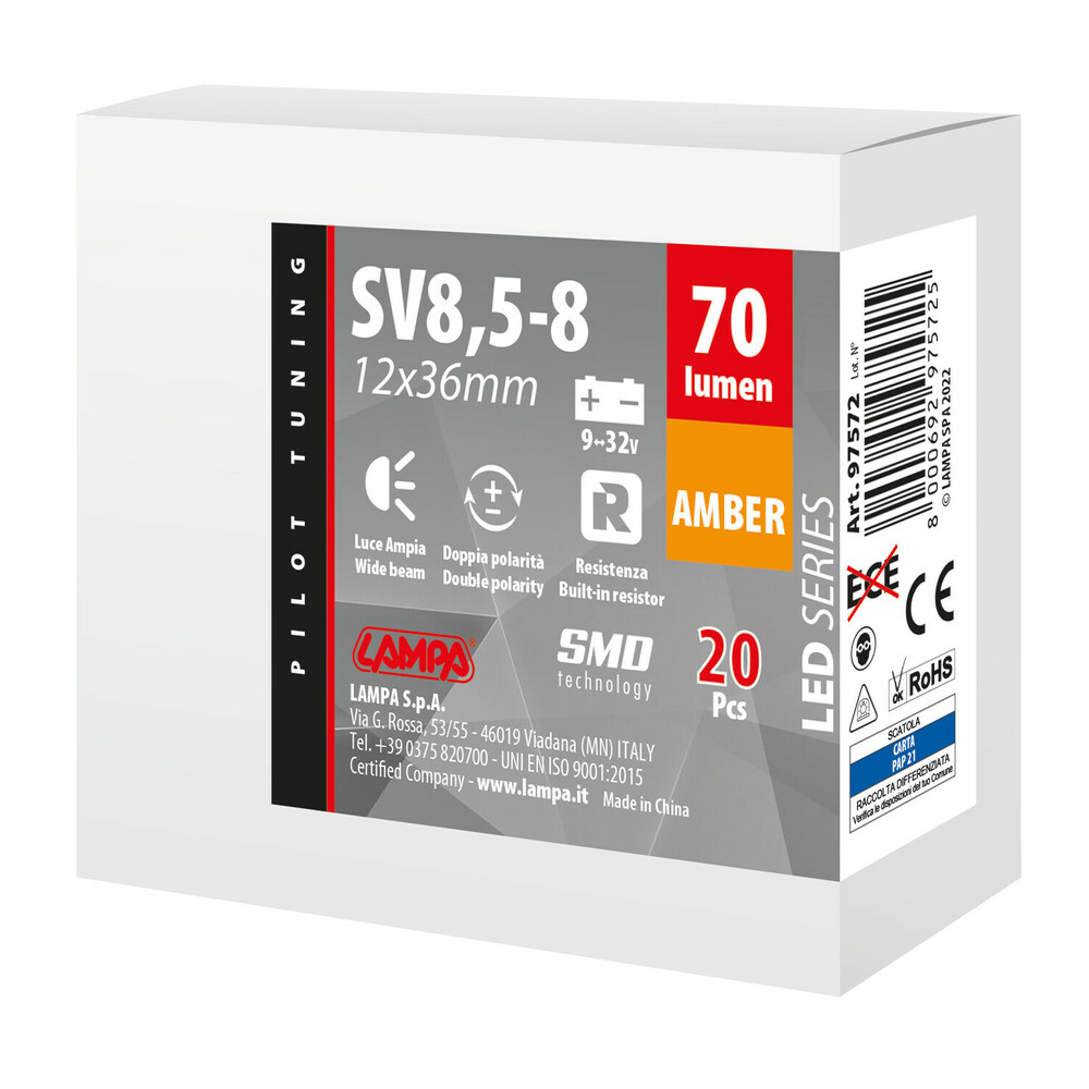 Εικόνα 3 από 3 — ΛΑΜΠΑΚΙ ΠΛΑΦΟΝΙΕΡΑΣ 9>32V sv28,5-8 2SMDx1CHIP LED 70lm CAN-BUS 12x36mm ΠΟΡΤΟΚΑΛΙ ΚΟΥΤΙ 20ΤΕΜ.