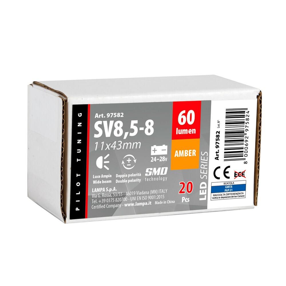 Εικόνα 4 από 4 — ΛΑΜΠΑΚΙ ΠΛΑΦΟΝΙΕΡΑΣ 24/28V 11x43mm 60lm 12xSMD LED ΠΟΡΤΟΚΑΛΙ ΔΙΠΛΗΣ ΠΟΛΙΚΟΤΗΤΑΣ LAMPA – 20 ΤΕΜ.