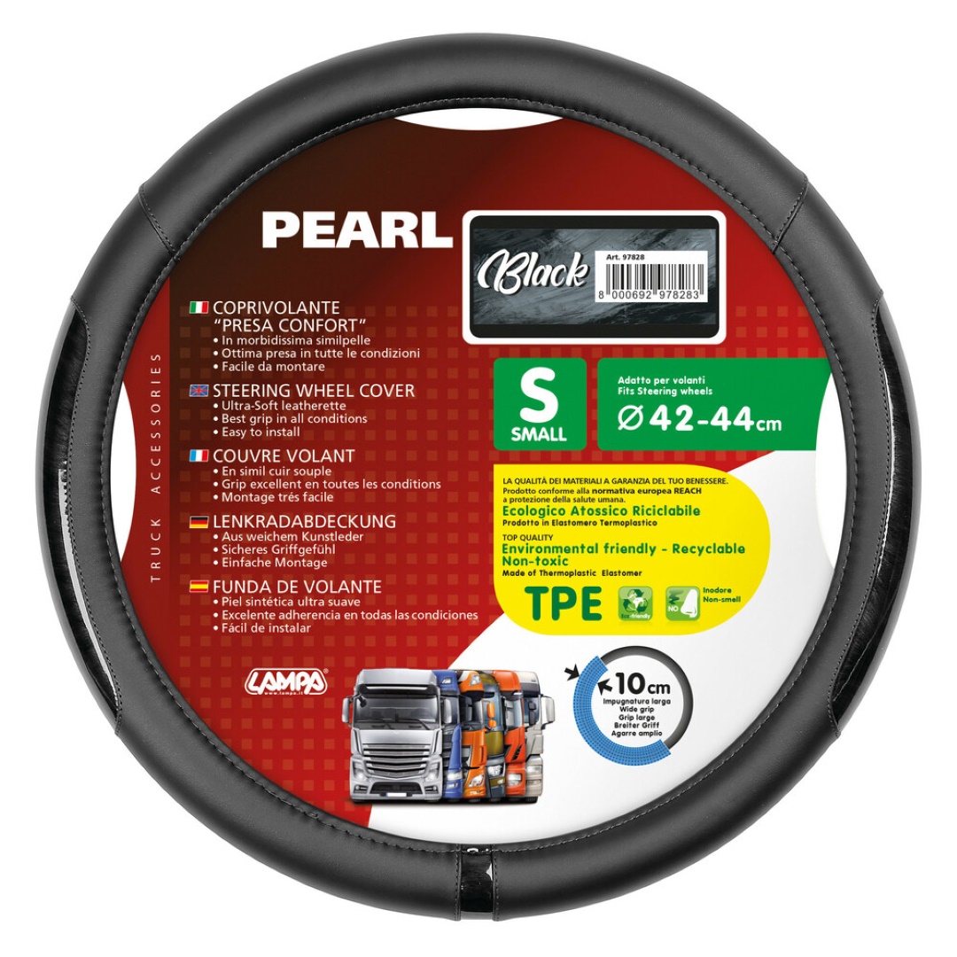 Εικόνα 1 από 3 — ΚΑΛΥΜΜΑ ΤΙΜΟΝΙΟΥ ΦΟΡΤΗΓΟΥ PEARL BLACK ΔΕΡΜΑΤΙΝΗ ΜΑΥΡΟ (S) 42-44cm ΟΙΚΟΛΟΓΙΚΟ ΚΑΙ ΑΟΣΜΟ