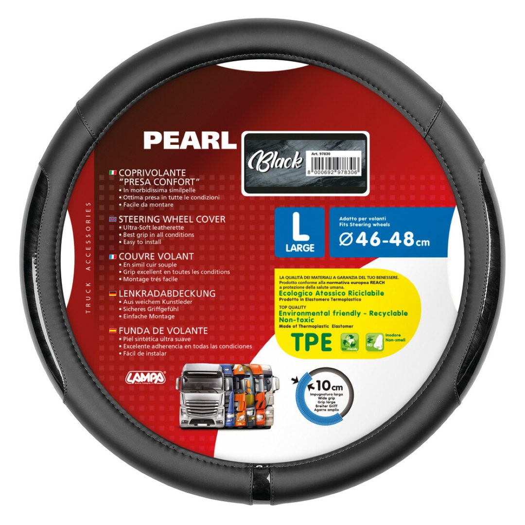 Εικόνα 1 από 2 — ΚΑΛΥΜΜΑ ΤΙΜΟΝΙΟΥ ΦΟΡΤΗΓΟΥ PEARL BLACK ΔΕΡΜΑΤΙΝΗ ΜΑΥΡΟ (L) 46-48cm ΟΙΚΟΛΟΓΙΚΟ ΚΑΙ ΑΟΣΜΟ