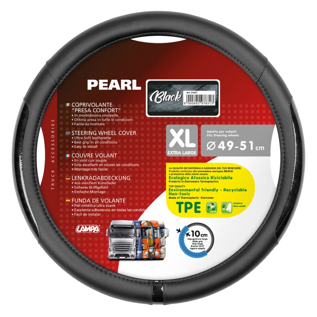 Εικόνα 1 από 2 — ΚΑΛΥΜΜΑ ΤΙΜΟΝΙΟΥ ΦΟΡΤΗΓΟΥ PEARL BLACK ΔΕΡΜΑΤΙΝΗ ΜΑΥΡΟ (XL) 49-51cm ΟΙΚΟΛΟΓΙΚΟ ΚΑΙ ΑΟΣΜΟ