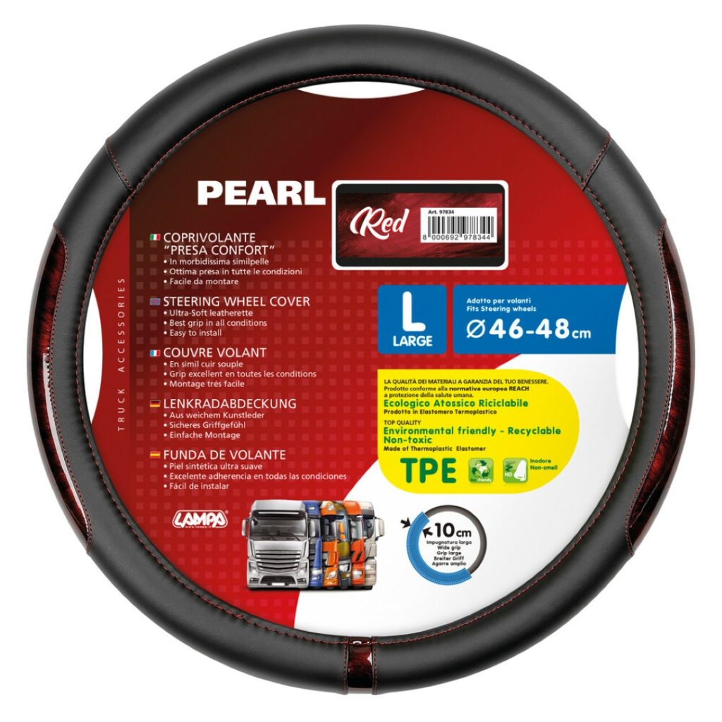 Εικόνα 1 από 2 — ΚΑΛΥΜΜΑ ΤΙΜΟΝΙΟΥ ΦΟΡΤΗΓΟΥ PEARL RED ΔΕΡΜΑΤΙΝΗ ΜΑΥΡΟ/ΚΟΚΚΙΝΟ (L) 46-48cm ΟΙΚΟΛΟΓΙΚΟ ΚΑΙ ΑΟΣΜΟ