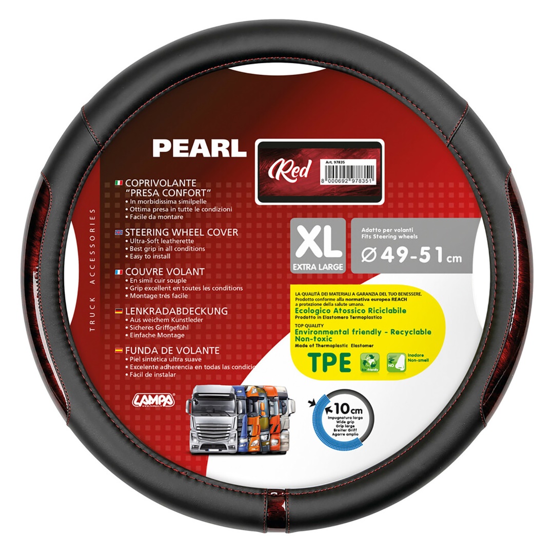 Εικόνα 1 από 2 — ΚΑΛΥΜΜΑ ΤΙΜΟΝΙΟΥ ΦΟΡΤΗΓΟΥ PEARL RED ΔΕΡΜΑΤΙΝΗ ΜΑΥΡΟ/ΚΟΚΚΙΝΟ (XL) 49-51cm ΟΙΚΟΛΟΓΙΚΟ ΚΑΙ ΑΟΣΜΟ