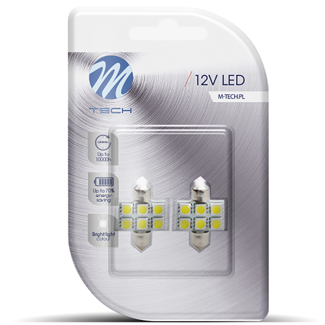 Εικόνα 2 από 2 — ΛΑΜΠΑΚΙΑ ΠΛΑΦΟΝΙΕΡΑΣ C5W/C10W 12V 1,44W SV8,5 31mm LED 6xSMD5050 ΛΕΥΚΟ 2ΤΕΜ.