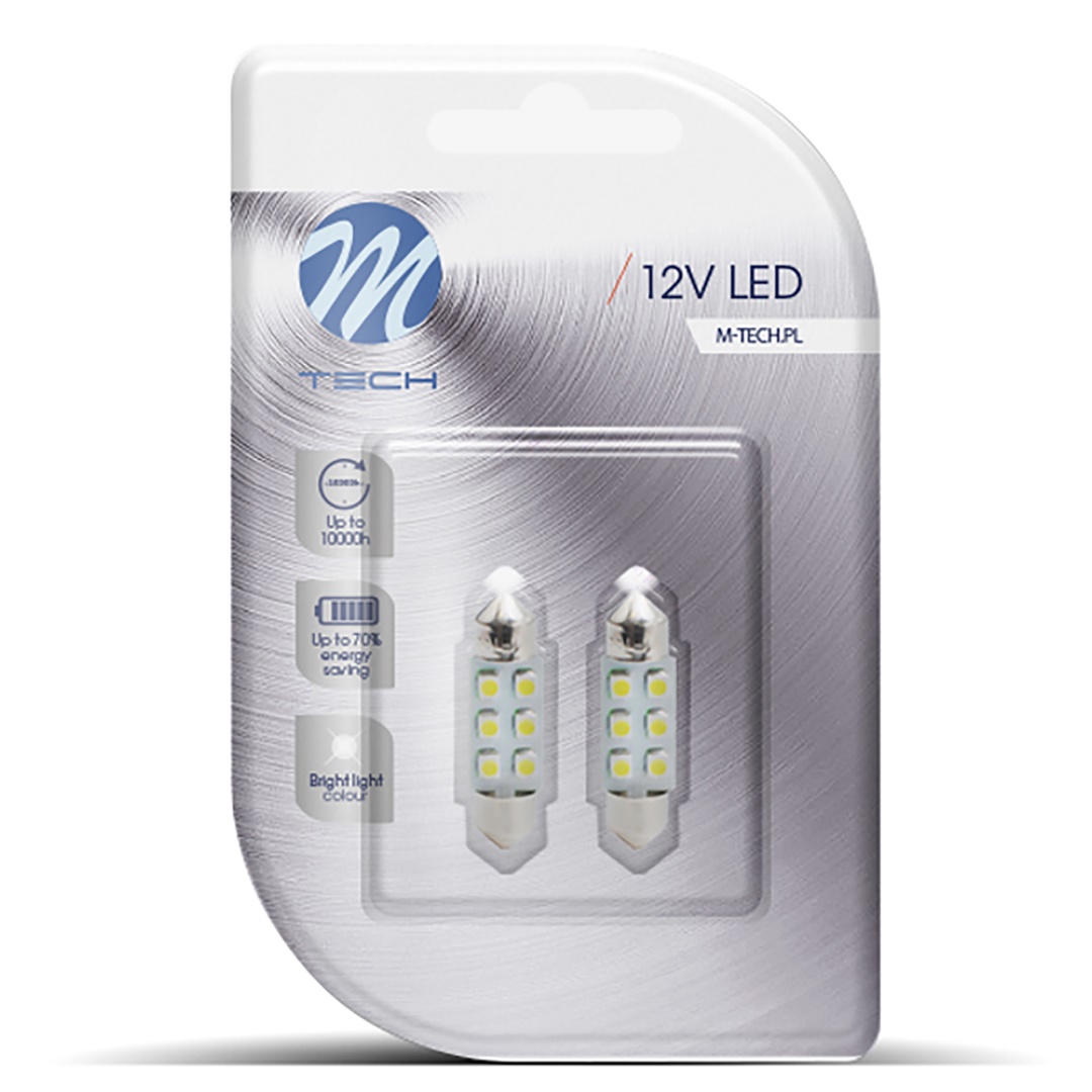 Εικόνα 2 από 2 — ΛΑΜΠΑΚΙΑ ΠΛΑΦΟΝΙΕΡΑΣ C5W/C10W 12V 0,48W SV8,5 36mm LED 6xSMD3528 ΠΡΑΣΙΝΟ BLISTER 2ΤΕΜ. M-TECH