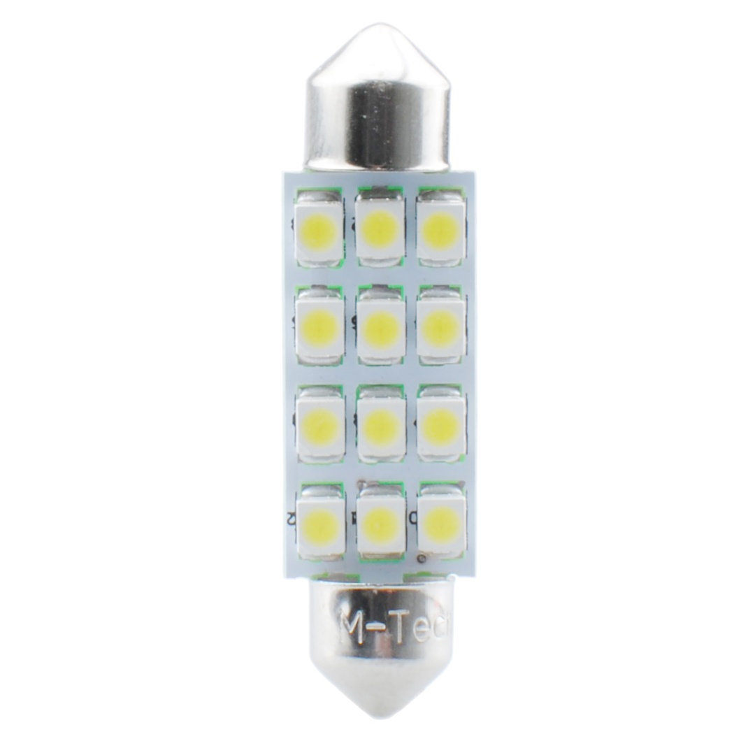 Εικόνα 1 από 2 — ΛΑΜΠΑΚΙΑ ΠΛΑΦΟΝΙΕΡΑΣ C5W/C10W 12V SV8.5 41mm 1,5W 12xSMD2835 LED OSRAM ΜΠΛΕ  BLISTER 2ΤΕΜ. M-TECH