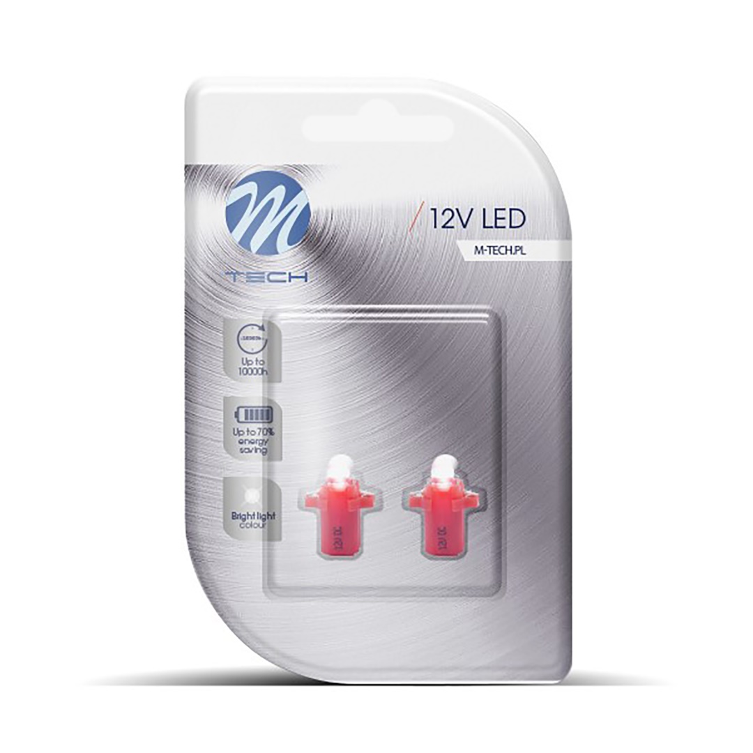 Εικόνα 2 από 2 — BAX 12V B8,3d 0,2W LED 1xFLUX 5mm ΚΟΚΚΙΝΟ BLISTER M-TECH – 2 ΤΕΜ.