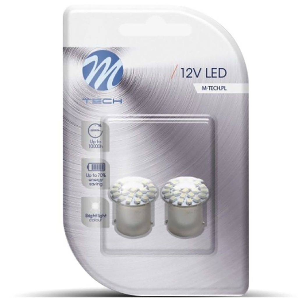 Εικόνα 2 από 2 — R5W/R10W 12V BA15s 1,44W LED 22xSMD3020 PREMIUM ΛΕΥΚΟ BLISTER 2ΤΕΜ. M-TECH