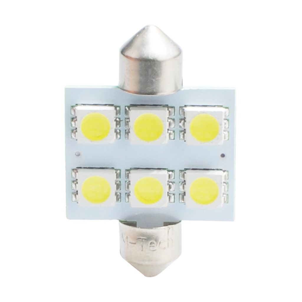 Εικόνα 1 από 2 — ΛΑΜΠΑΚΙΑ ΠΛΑΦΟΝΙΕΡΑΣ C5W/C10W 12V 1,44W SV8,5 36mm PREMIUM LED 6xSMD5050 ΛΕΥΚΟ BLISTER 2ΤΕΜ. M-TECH