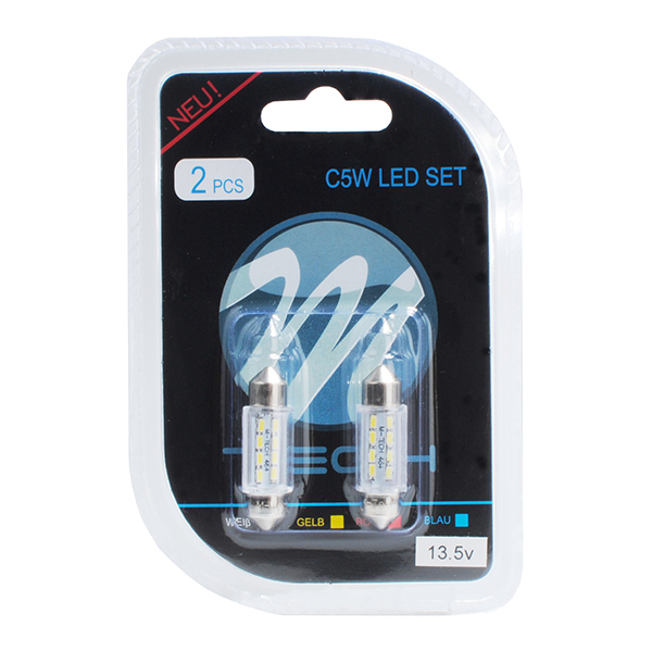Εικόνα 2 από 2 — ΛΑΜΠΑΚΙΑ ΠΛΑΦΟΝΙΕΡΑΣ C5W/C10W 12V 1W SV8,5 36mm LED 8xSMD3014 ΛΕΥΚΟ BLISTER 2ΤΕΜ.