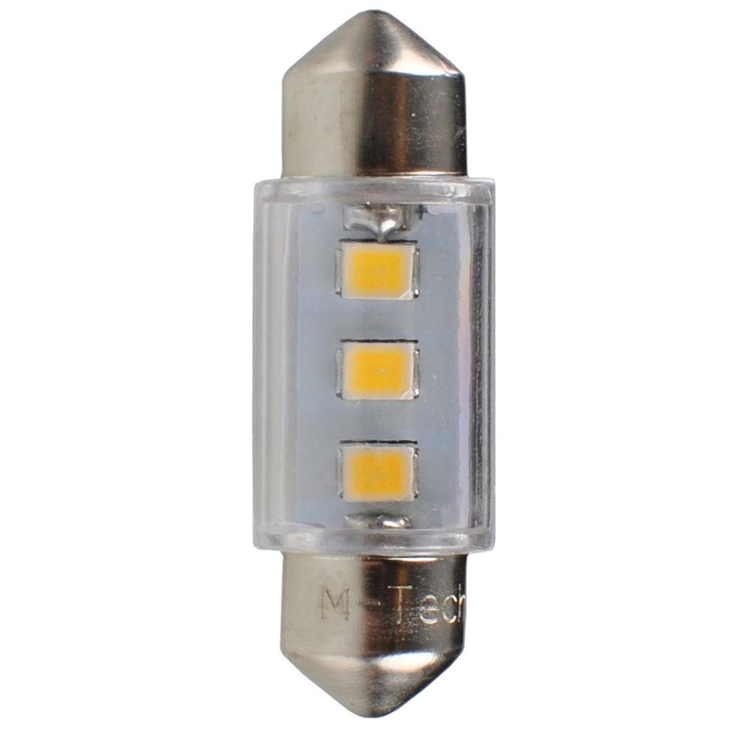 Εικόνα 1 από 2 — ΛΑΜΠΑΚΙΑ ΠΛΑΦΟΝΙΕΡΑΣ C5W/C10W 12V SV8.5 36mm 0,38W 3xSMD2835 LED OSRAM ΛΕΥΚΟ  BLISTER 2ΤΕΜ. M-TECH