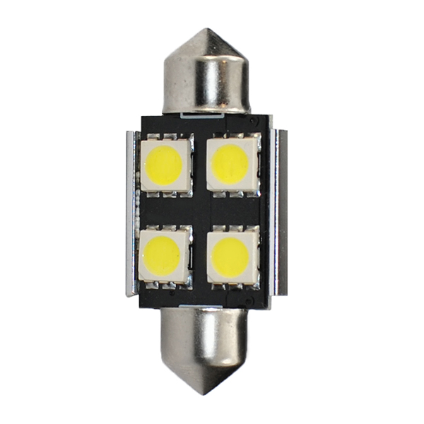 Εικόνα 1 από 2 — ΛΑΜΠΑΚΙΑ ΠΛΑΦΟΝΙΕΡΑΣ C5W/C10W 12V 0,96W SV8,5 36mm CAN-BUS+RADIATOR LED 4xSMD5050 ΛΕΥΚΟ BLISTER 2ΤΕΜ