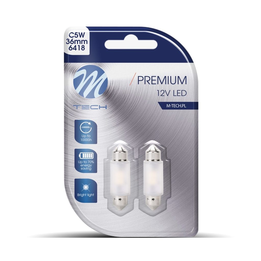 Εικόνα 1 από 2 — ΛΑΜΠΑΚΙΑ ΠΛΑΦΟΝΙΕΡΑΣ C5W/C10W 36mm SV8.5 12V 135lm 2x2835SMD LED DIODA PREMIUM CAN-BUS ΛΕΥΚΟ M-TECH – 2 ΤΕΜ.