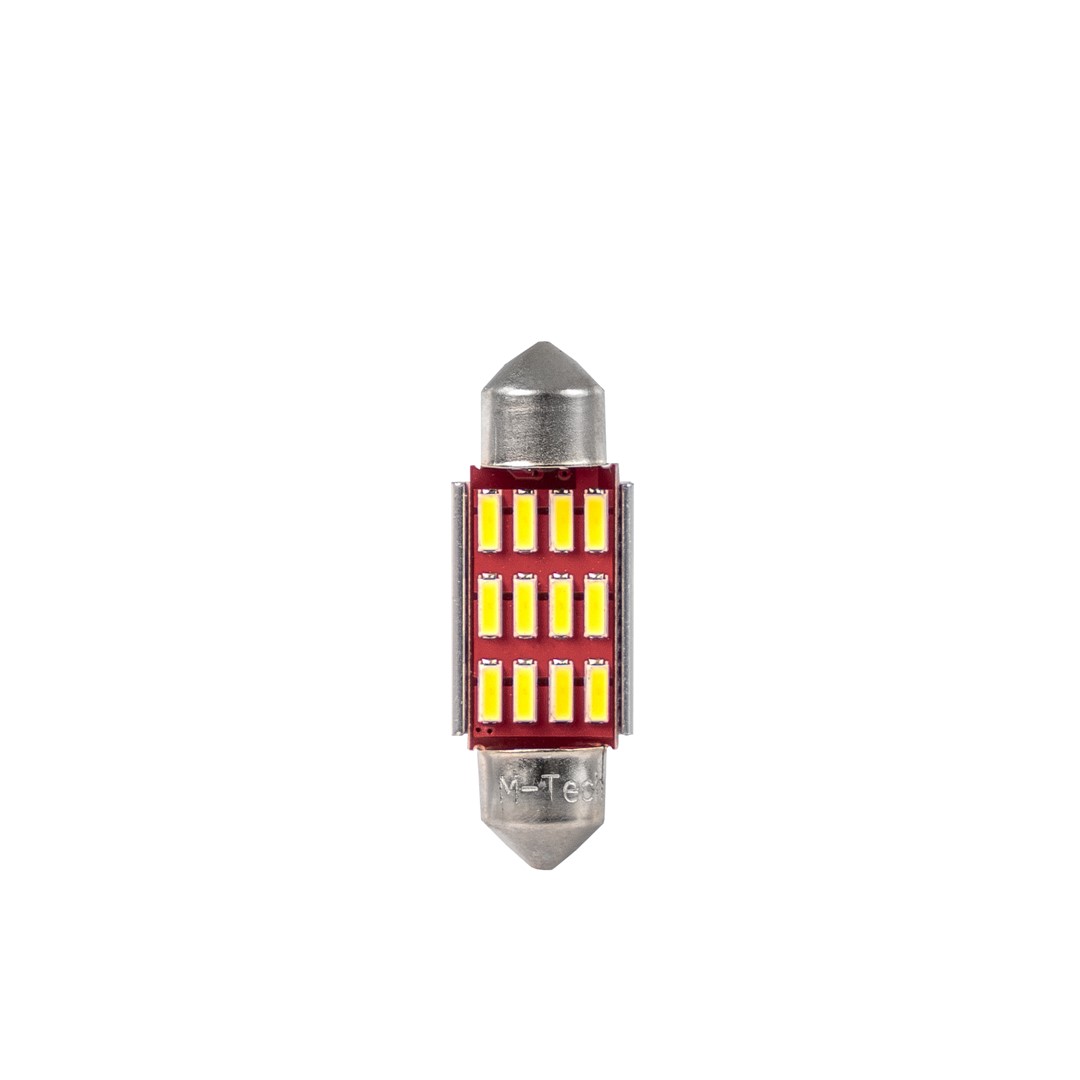 Εικόνα 2 από 2 — ΛΑΜΠΑΚΙ ΠΛΑΦΟΝΙΕΡΑΣ C5W/C10W 12V 1,95W SV8,5 36mm LED 12xLED ΛΕΥΚΟ M-TECH – 1 τεμ.