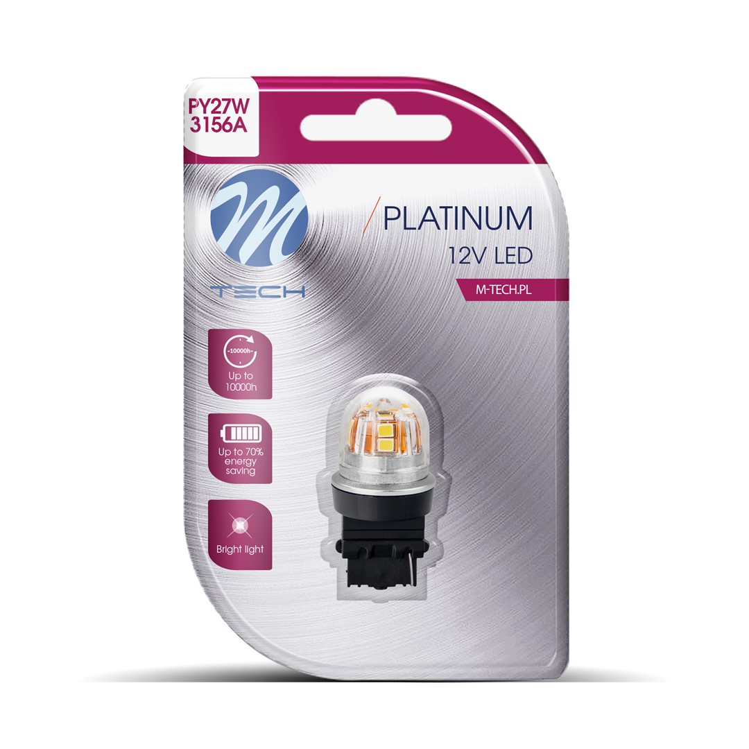 Εικόνα 1 από 2 — PY27W 12/24V W2.5x15d 15x2835SMD LED CAN-BUS ΠΟΡΤΟΚΑΛΙ PLATINIUM  M-TECH –   1 ΤΕΜ