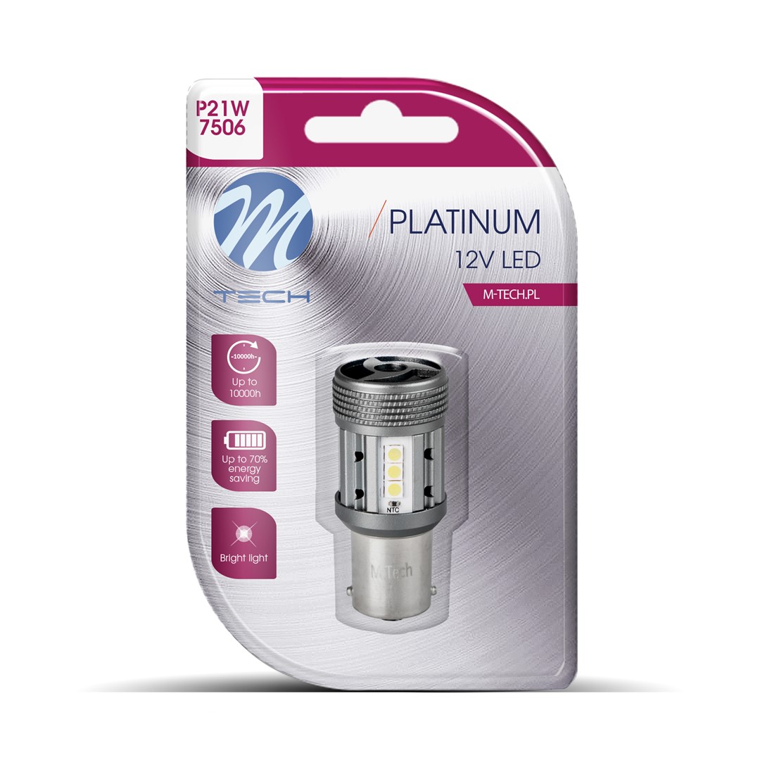 Εικόνα 1 από 1 — P21W 12/24V BA15s 12xSMD3030 LED CAN-BUS ΛΕΥΚΟ PLATINIUM BLISTER 1ΤΕΜ M-TECH