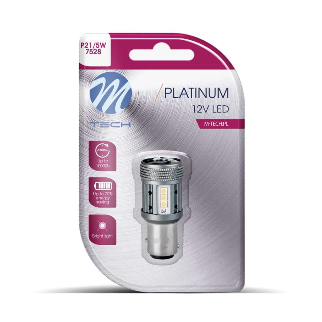 Εικόνα 1 από 3 — ΛΑΜΠΑΚΙ P21/5W 12/24V BAY15d 12xSMD3030 LED CAN-BUS ΛΕΥΚΟ PLATINIUM BLISTER M-TECH – 1 ΤΕΜ
