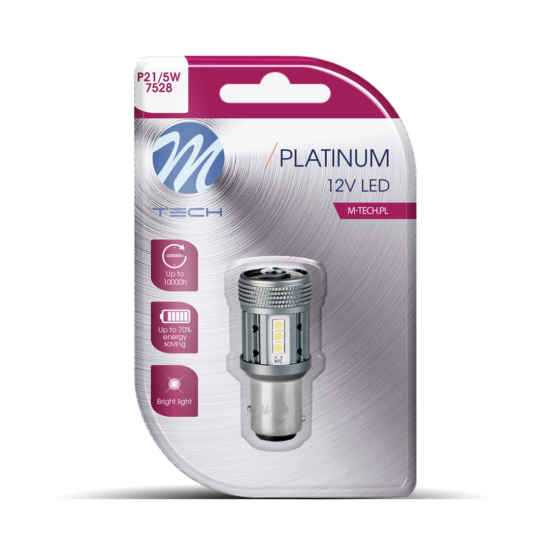 Εικόνα 1 από 3 — ΛΑΜΠΑΚΙ P21/5W 12/24V BAY15d 12xSMD3030 LED CAN-BUS ΛΕΥΚΟ PLATINIUM BLISTER M-TECH – 1 ΤΕΜ