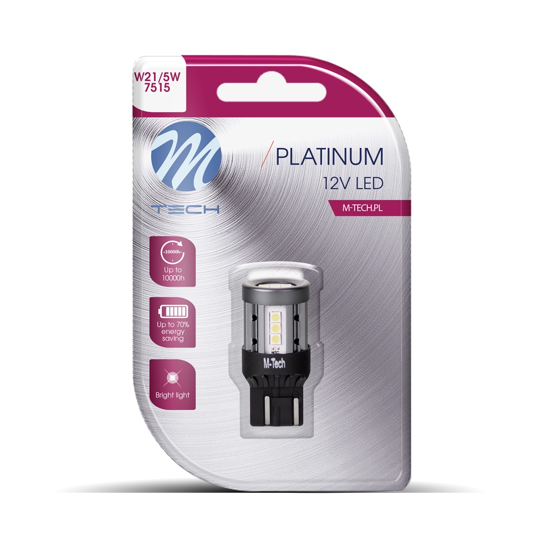 Εικόνα 1 από 2 — ΛΑΜΠΑΚΙ W21/5W T20 7443 W3x16q 12/24V 600lm 4W 15x3030SMD LED CAN-BUS PLATINIUM ΛΕΥΚΟ BLISTER – 1 ΤΕΜ.