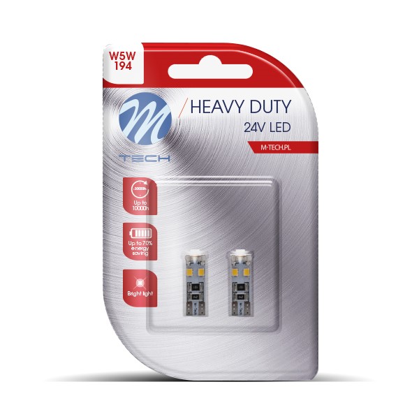 Εικόνα 1 από 1 — T10 W5W 24V W2.1×9.5d 8xSMD2835 LED CAN-BUS ΛΕΥΚΟ HEAVY DUTY BLISTER M-TECH – 2 Τεμ.