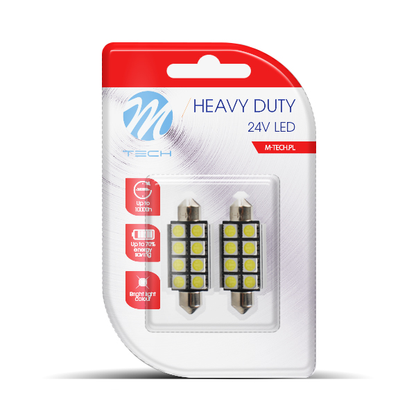 Εικόνα 1 από 1 — ΛΑΜΠΑΚΙΑ ΠΛΑΦΟΝΙΕΡΑΣ C5W 24V 0,24W SV8,5 41mm LED CAN-BUS 8xSMD505 ΛΕΥΚΟ BLISTER 2ΤΕΜ. M-TECH