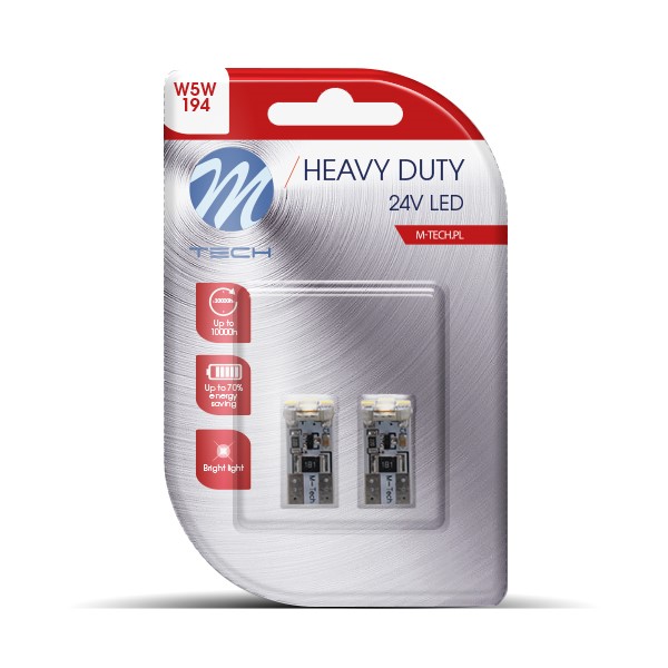 Εικόνα 1 από 1 — T10 W5W 24V W2.1×9.5d 4xSMD2835 LED CAN-BUS ΛΕΥΚΟ HEAVY DUTY BLISTER M-TECH – 2 Τεμ.