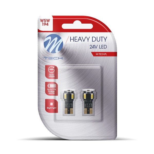 Εικόνα 1 από 1 — T10 W5W 24V W2.1×9.5d 4xSMD5630 + 1xHP LED CAN-BUS ΛΕΥΚΟ HEAVY DUTY BLISTER M-TECH – 2 Τεμ.