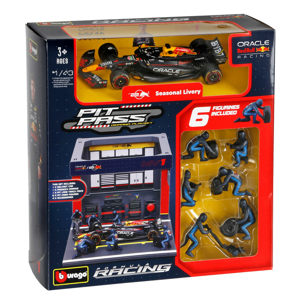 Εικόνα 2 από 2 — ΜΙΝΙΑΤΟΥΡΕΣ PIT STOP RED BULL RB20 VERSTAPPEN 1:43 BURAGO LAMPA 1ΤΕΜ.
