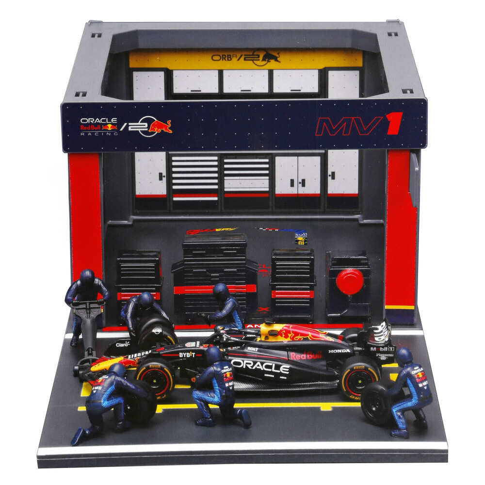 Εικόνα 1 από 2 — ΜΙΝΙΑΤΟΥΡΕΣ PIT STOP RED BULL RB20 VERSTAPPEN 1:43 BURAGO LAMPA 1ΤΕΜ.