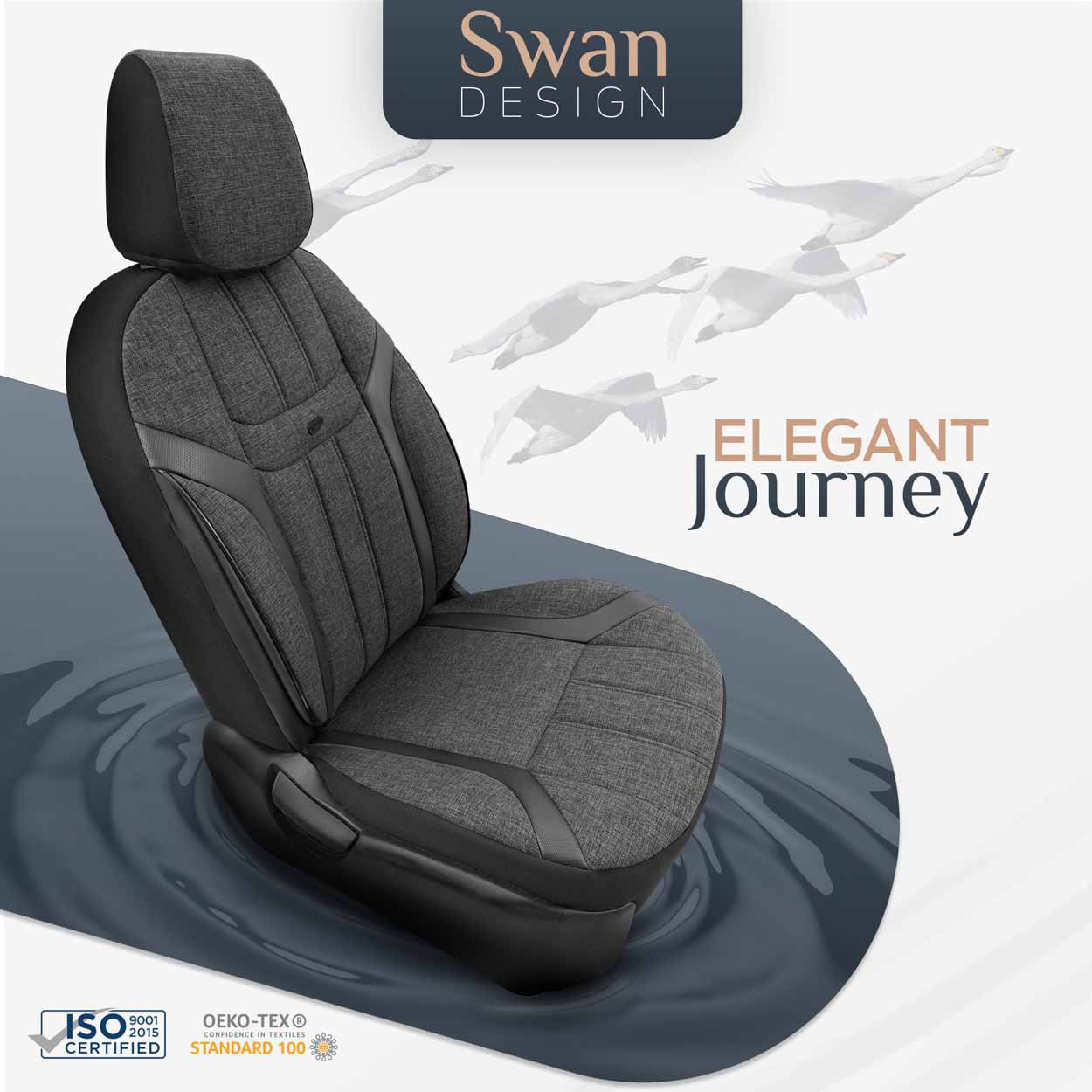 Εικόνα 12 από 12 — AMiO – Καλύμματα Καθισμάτων OTOM Swan 501 Black Μαύρο/Γκρι Σκούρο Λινό Ύφασμα και Δερματίνη για Μπροστινά και Πίσω Καθίσματα με 5 Προσκέφαλα – 1 Σετ (OT86751/AM)