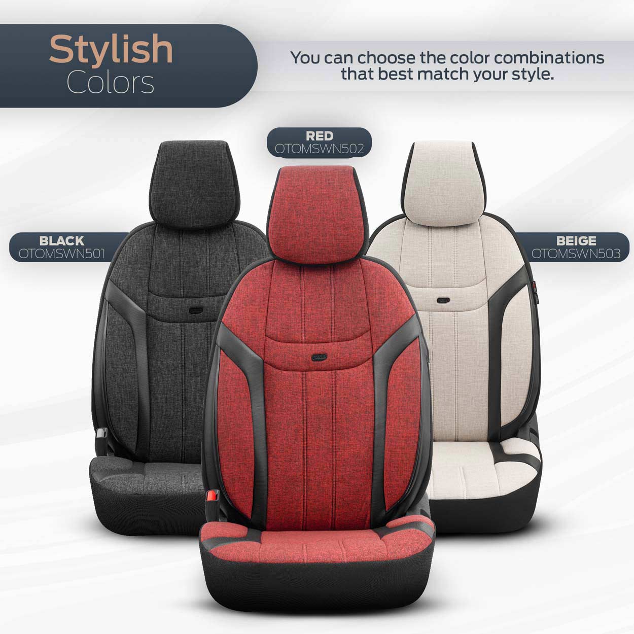 Εικόνα 6 από 13 — AMiO – Καλύμματα Καθισμάτων OTOM Swan 503 Beige Μαύρο/Μπεζ Λινό Ύφασμα και Δερματίνη για Μπροστινά και Πίσω Καθίσματα με 5 Προσκέφαλα – 1 Σετ (OT86753/AM)